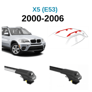 BMW X5 E53 Port Bagaj Ara Atkı Aparatı Set 2000-2006 Hırsızlığa karşı kilitli. Çizilmeye karşı dayanıklı kaplama ve kauçuk koruma ayakları