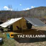 3x3 m Araç Üstü Yan Tente Alt Oda - Yaz / Kış Kullanım: Kışın kamp çadırı olarak, yazında ekstra büyük gölgelik olarak kullanım