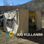 3x3 m Araç Üstü Yan Tente Alt Oda - Yaz / Kış Kullanım: Kışın kamp çadırı olarak, yazında ekstra büyük gölgelik olarak kullanım