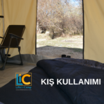 2,5x3 m Araç Üstü Yan Tente ve Alt Oda - Yaz / Kış Kullanım: Kışın kamp çadırı olarak, yazında ekstra büyük gölgelik olarak kullanım
