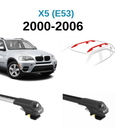 BMW X5 E53 Port Bagaj Ara Atkı Aparatı Set 2000-2006 Hırsızlığa karşı kilitli. Çizilmeye karşı dayanıklı kaplama ve kauçuk koruma ayakları